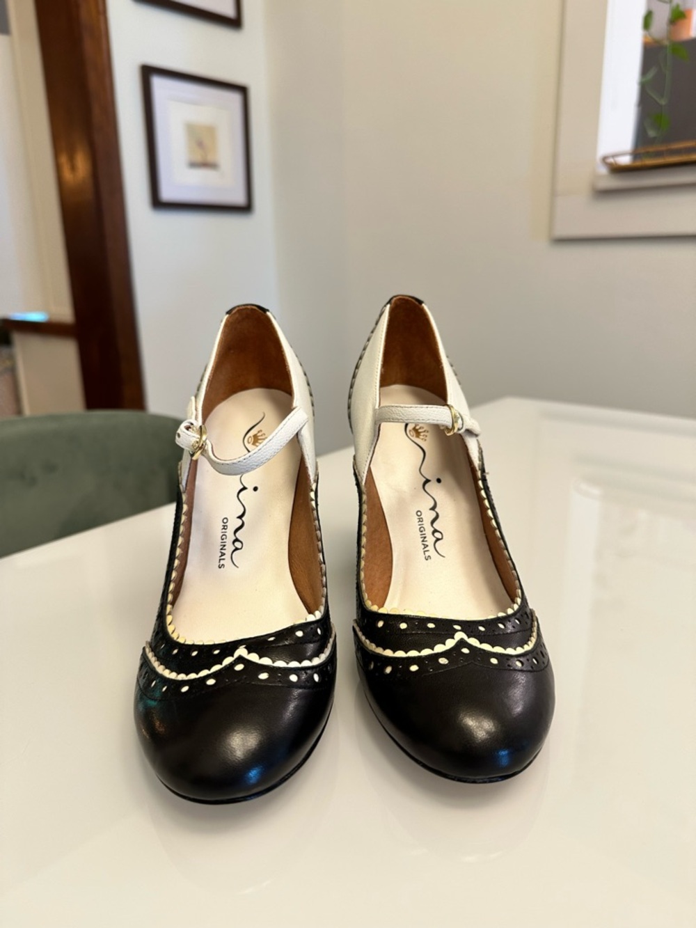 Nina Originals Black and White Mary Jane Heels